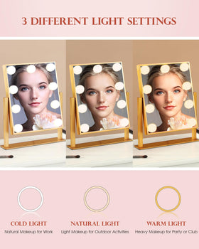 Close-up of BWLLNI Lighted Makeup Mirror with adjustable brightness