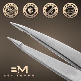 Close-up of By MILLY Pointed Tweezers fine tips