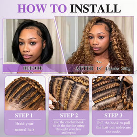 Close-up of CanaryFly crochet hair extensions with pre-separated strands