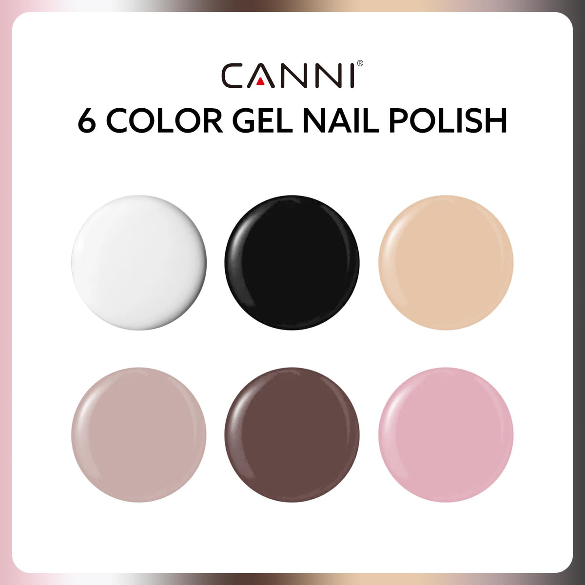 Close-up of CANNI gel nail polish bottles with unique colour design
