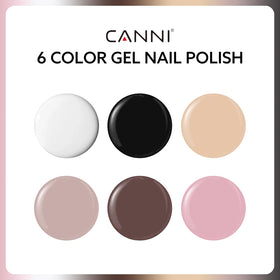 Close-up of CANNI gel nail polish bottles with unique colour design