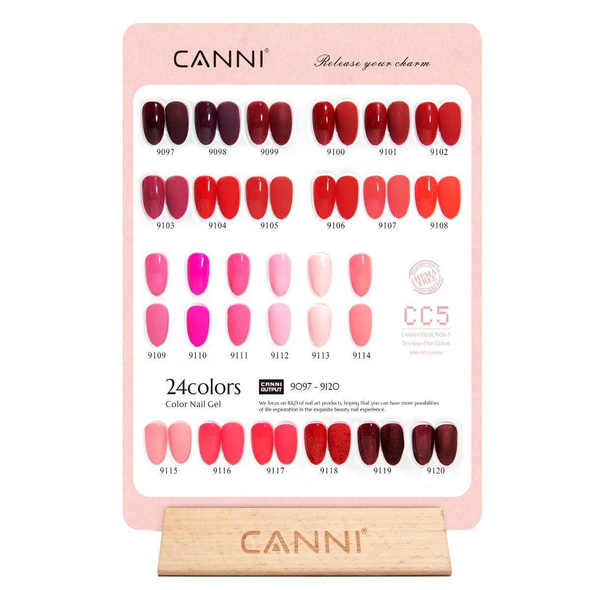 Close-up of CANNI gel nail polish bottles with vibrant colours