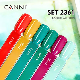 Close-up of CANNI orange gel polish bottle
