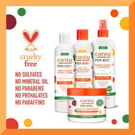Close-up of Cantu Kids Haircare products with shea butter ingredients