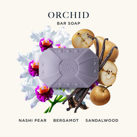 Close-up of Caswell-Massey Orchid Soap showing texture