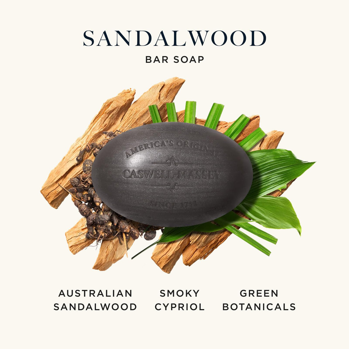 Close-up of Caswell-Massey Sandalwood Bar Soap texture