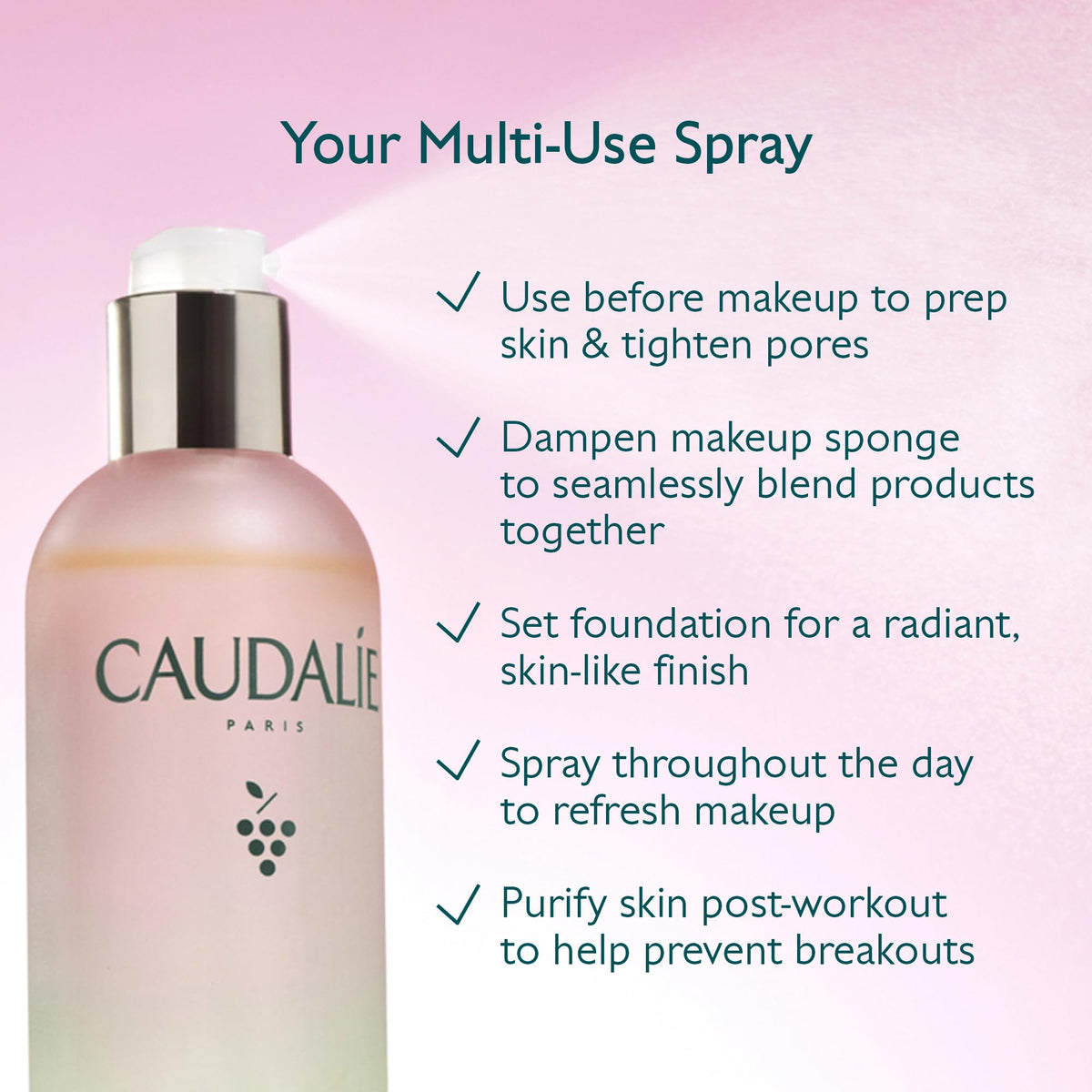 Close-up of Caudalie Beauty Elixir Face Mist sprayer