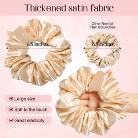 Close-up of CEELGON jumbo satin scrunchie in black