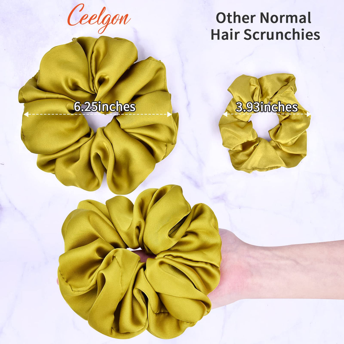 Close-up of CEELGON Large Silk Scrunchie showing soft texture