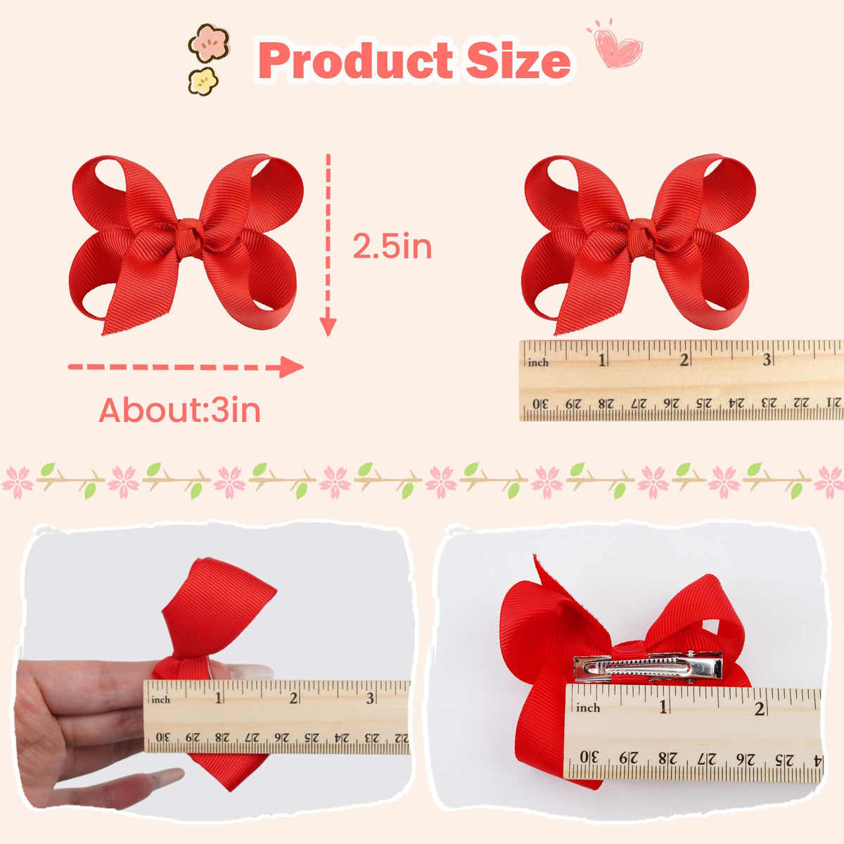 Close-up of CÉLLOT hair bow clip showing nickel-free metal