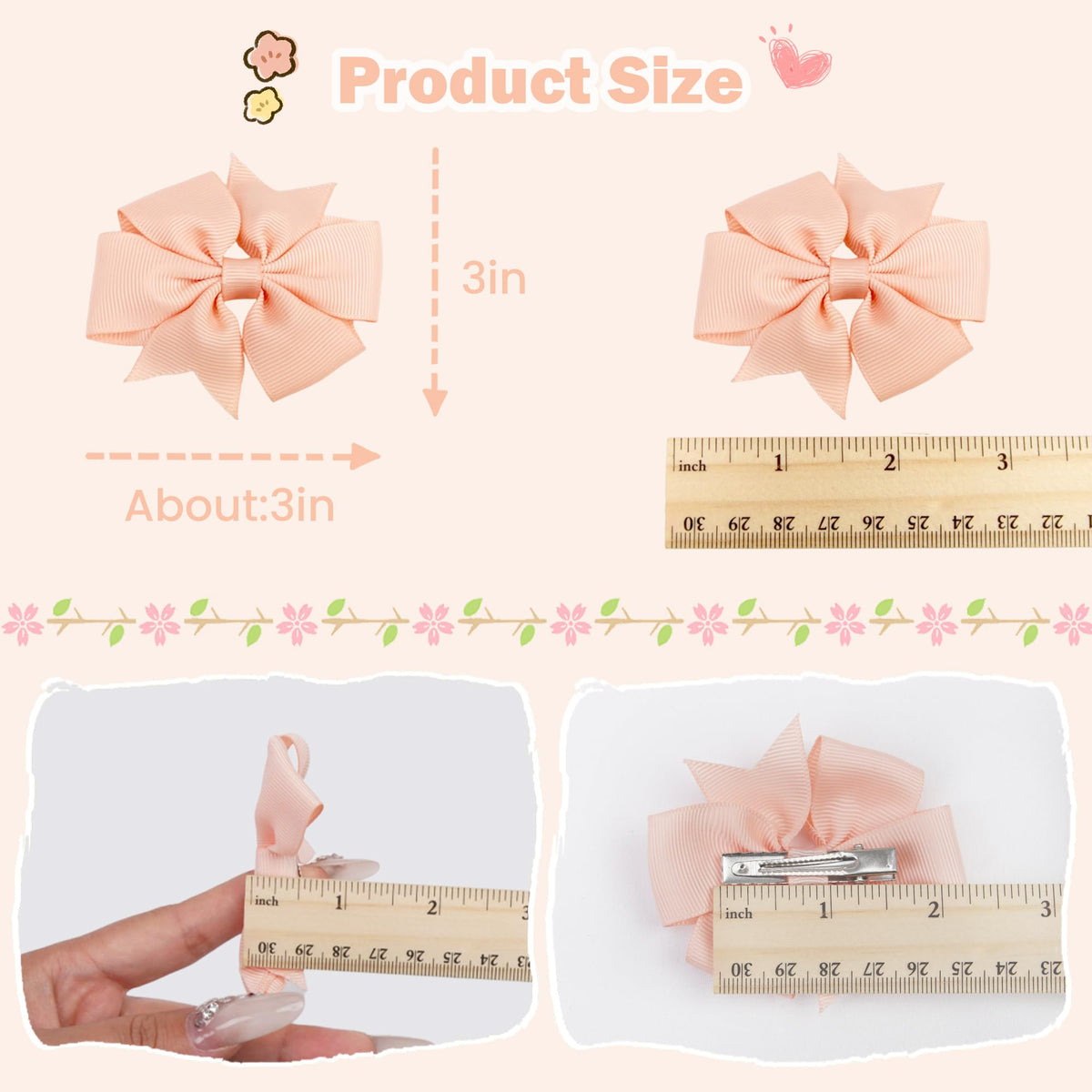 Close-up of CÉLLOT hair bow with durable metal clip