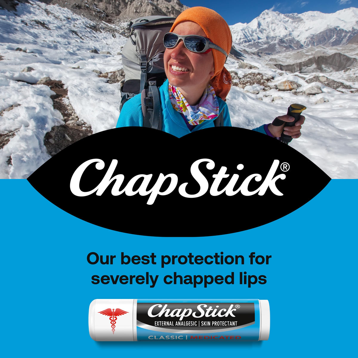 Close-up of ChapStick Classic Medicated Lip Balm tube