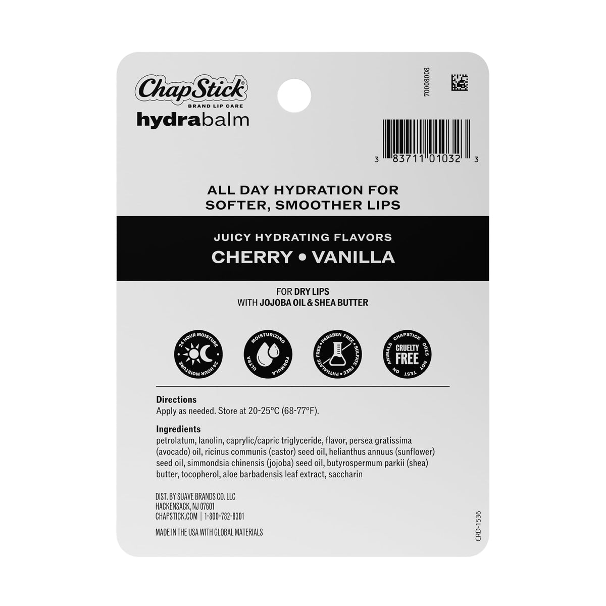 Close-up of ChapStick HydraBalm Vanilla flavour