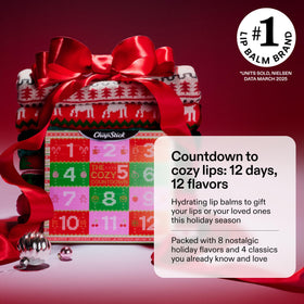 Close-up of ChapStick lip balm flavours in the Advent Calendar