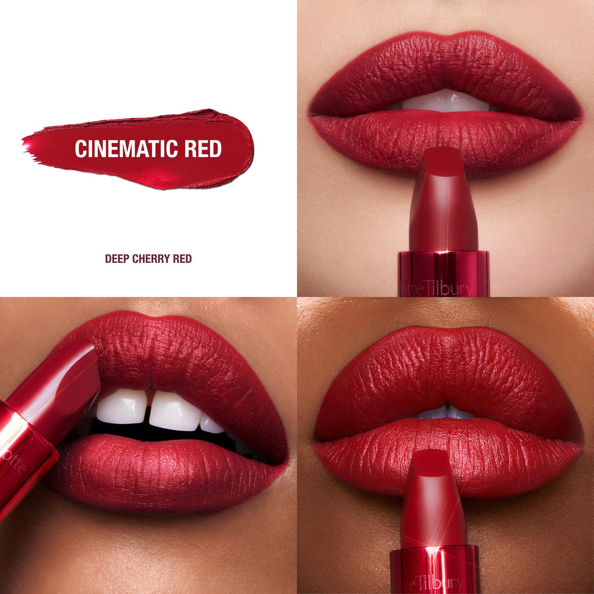 Close-up of Charlotte Tilbury Matte Revolution Lipstick angled square tip