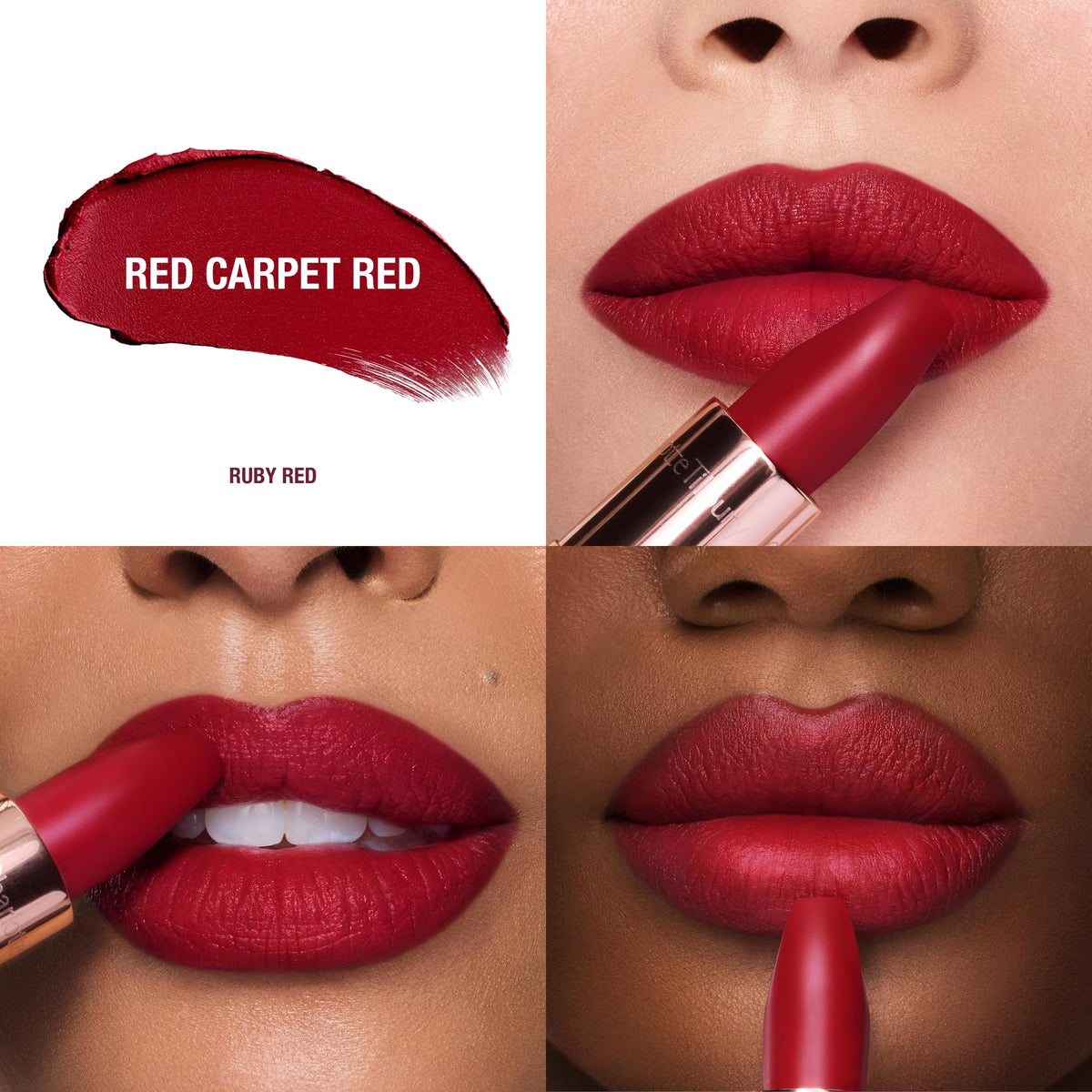 Close-up of Charlotte Tilbury Matte Revolution Lipstick angled square tip