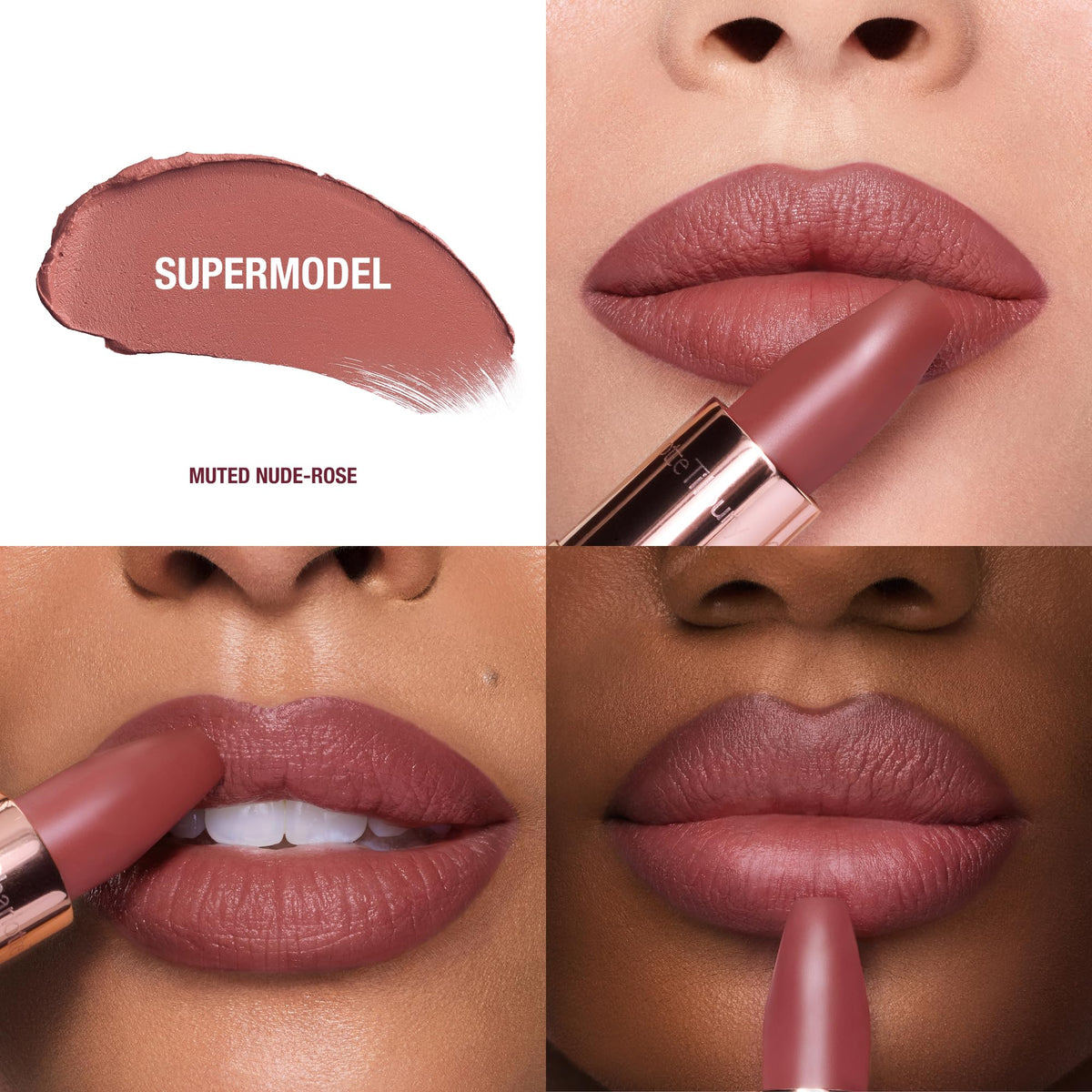 Close-up of Charlotte Tilbury Matte Revolution Lipstick angled square tip