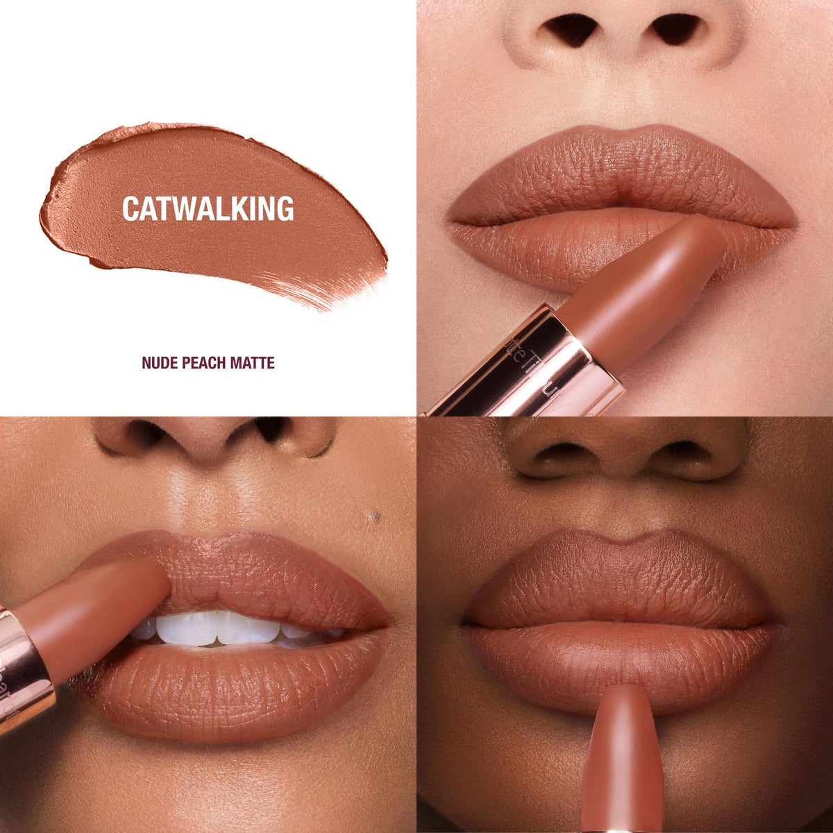 Close-up of Charlotte Tilbury Matte Revolution Lipstick angled square tip