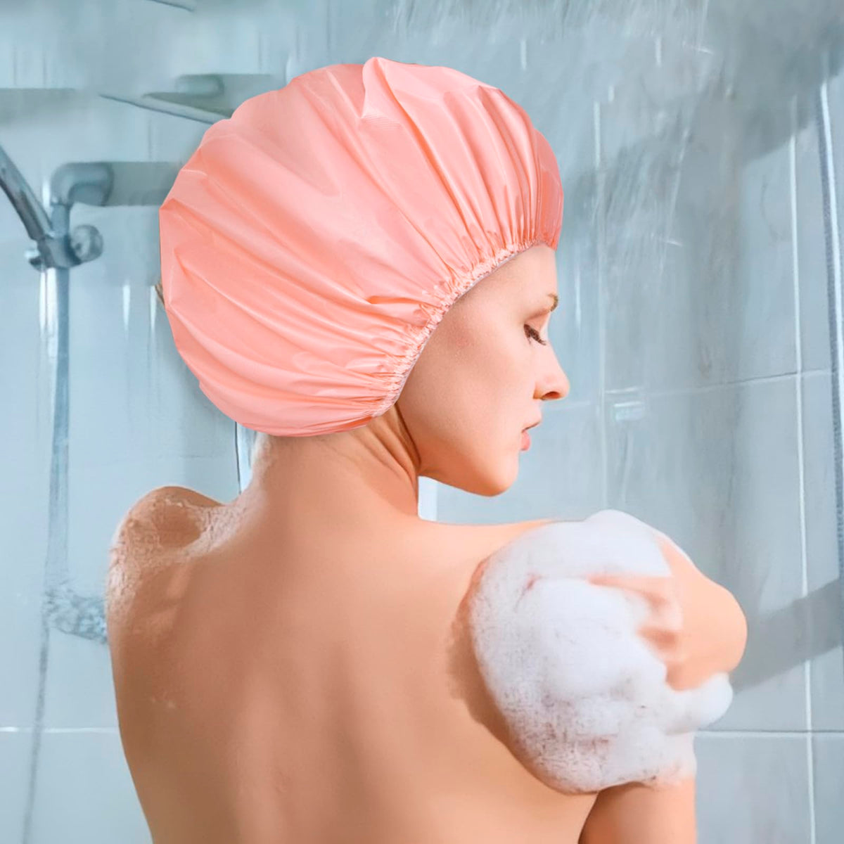 Close-up of CHFONG shower cap showcasing the elastic band