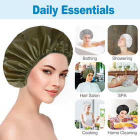 Close-up of CHFONG waterproof shower cap showing elastic band