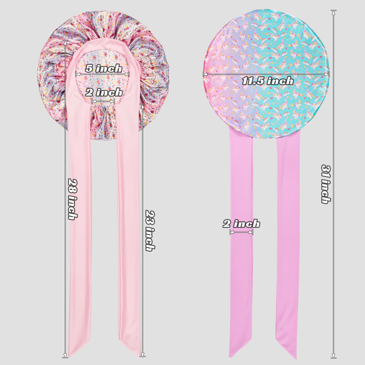 close-up of choshion kids satin bonnet with adjustable tie