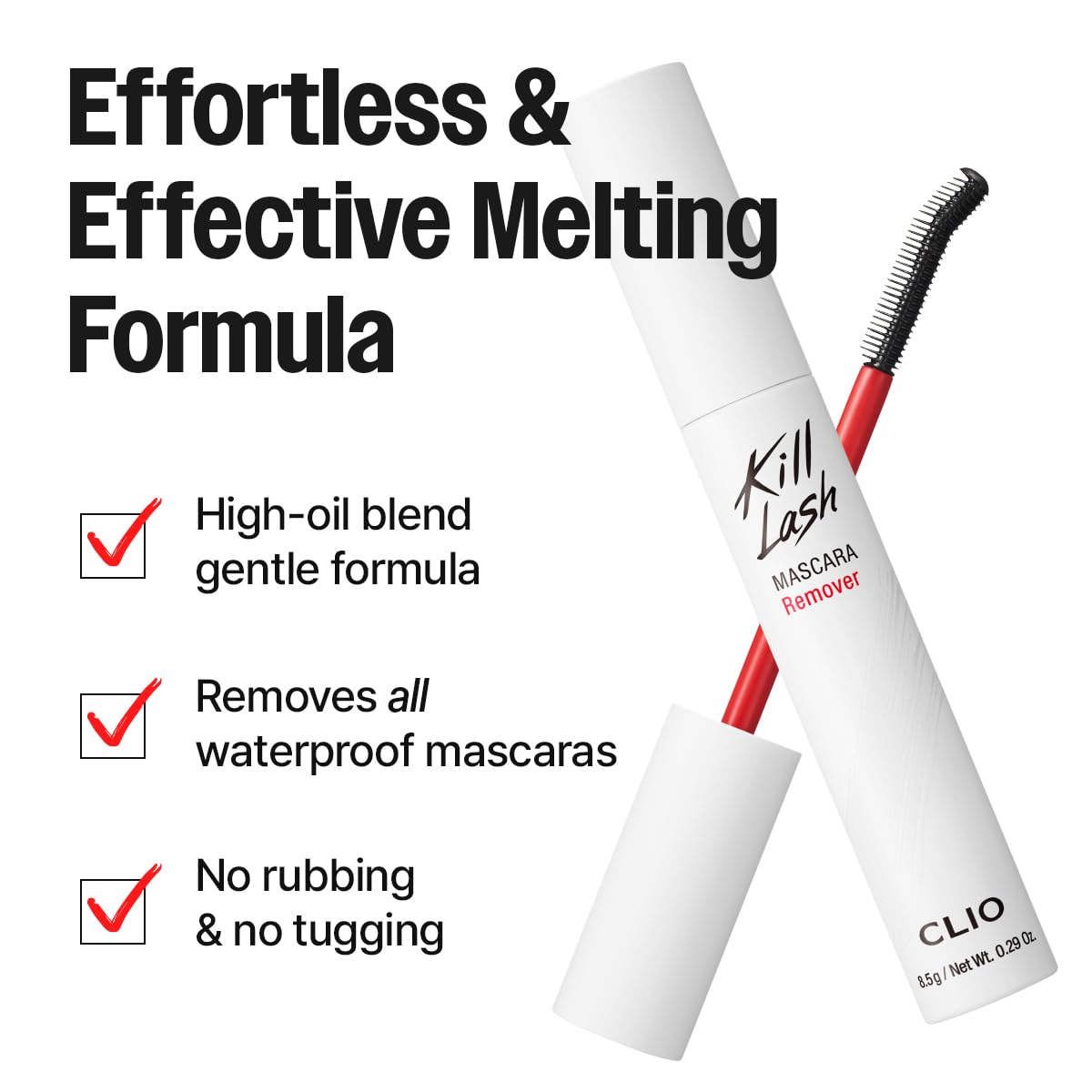 Close-up of CLIO Kill Lash Mascara Remover applicator
