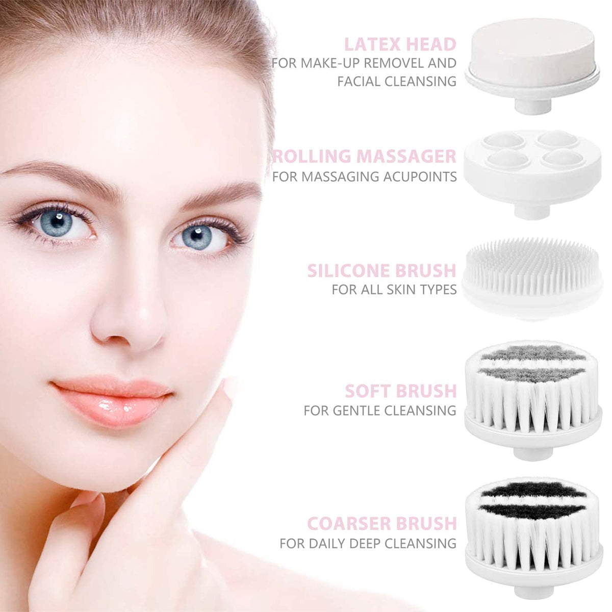 Close-up of CLSEVXY facial cleansing brush with silicone head