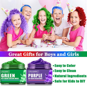 Close-up of CMWGKBC purple hair colour wax in a jar
