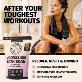 Close-up of Coach Soak Magnesium Bath Salts with vanilla and patchouli