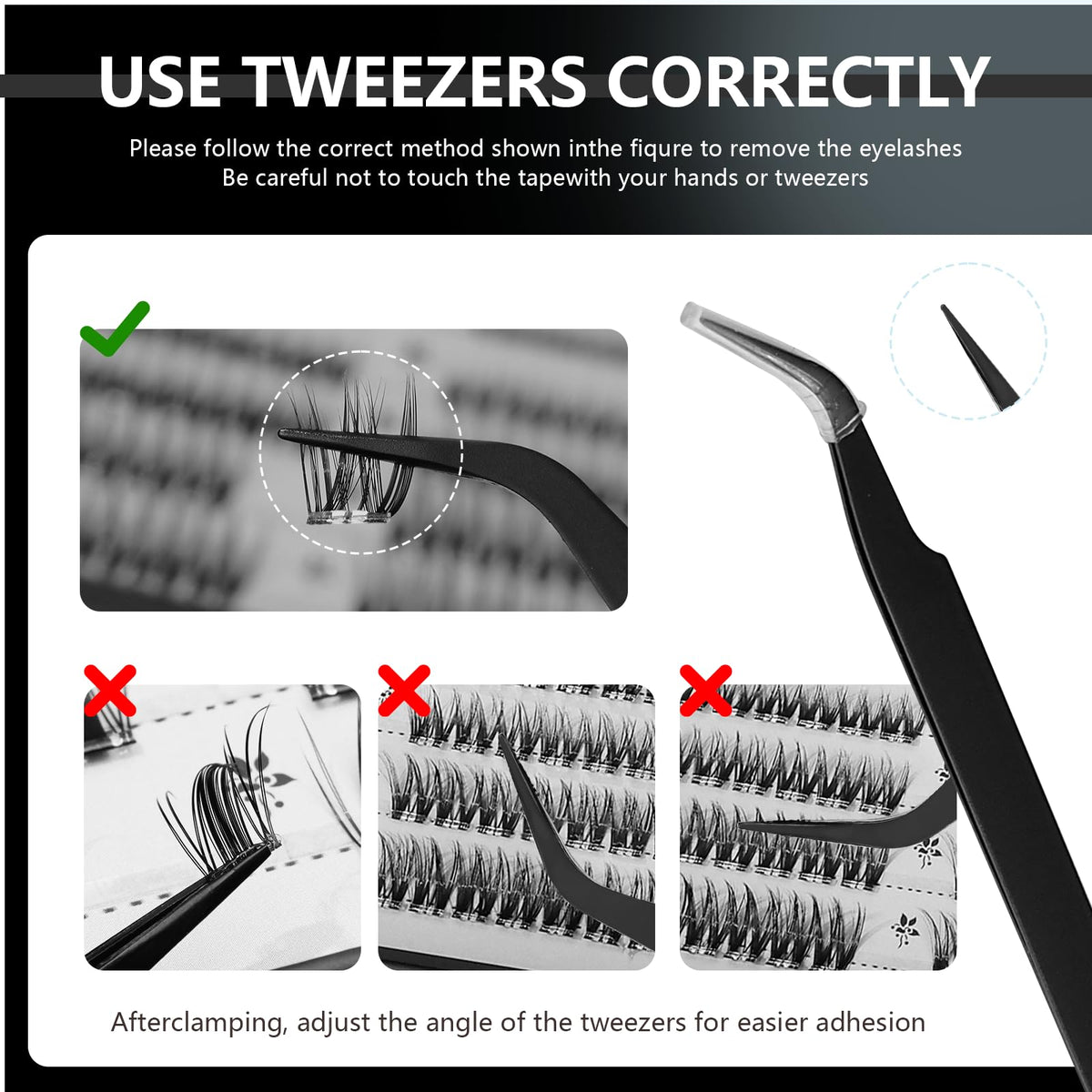 Close-up of CoFier individual lash clusters in different lengths