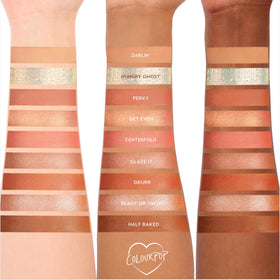 Close-up of ColourPop Baby Got Peach metallic shadows