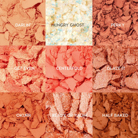 Close-up of ColourPop Baby Got Peach pressed powder shadows