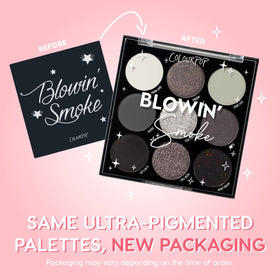 Close-up of ColourPop Blowin' Smoke metallic eyeshadows