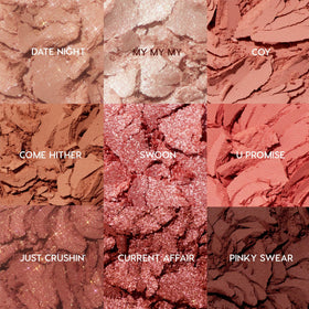 Close-up of ColourPop Blush Baby palette showing matte and metallic finishes