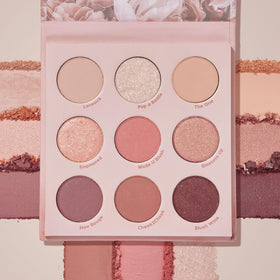 Close-up of ColourPop Blush Crush Eyeshadow Palette showing metallic and matte finishes