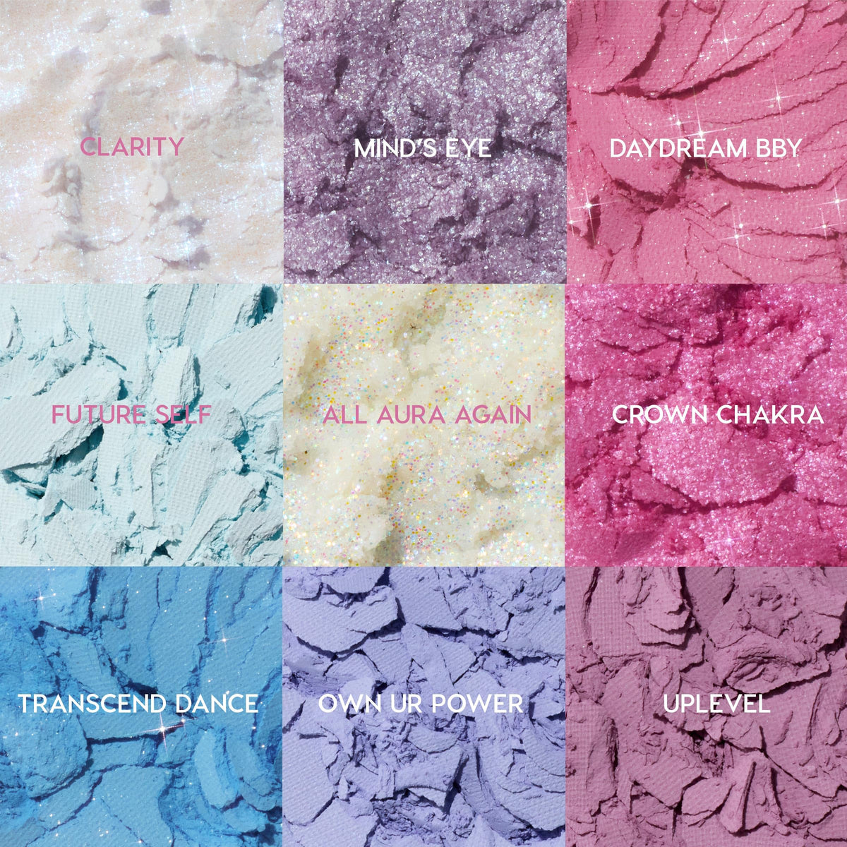 Close-up of ColourPop Eyeshadow Palette matte and metallic finishes