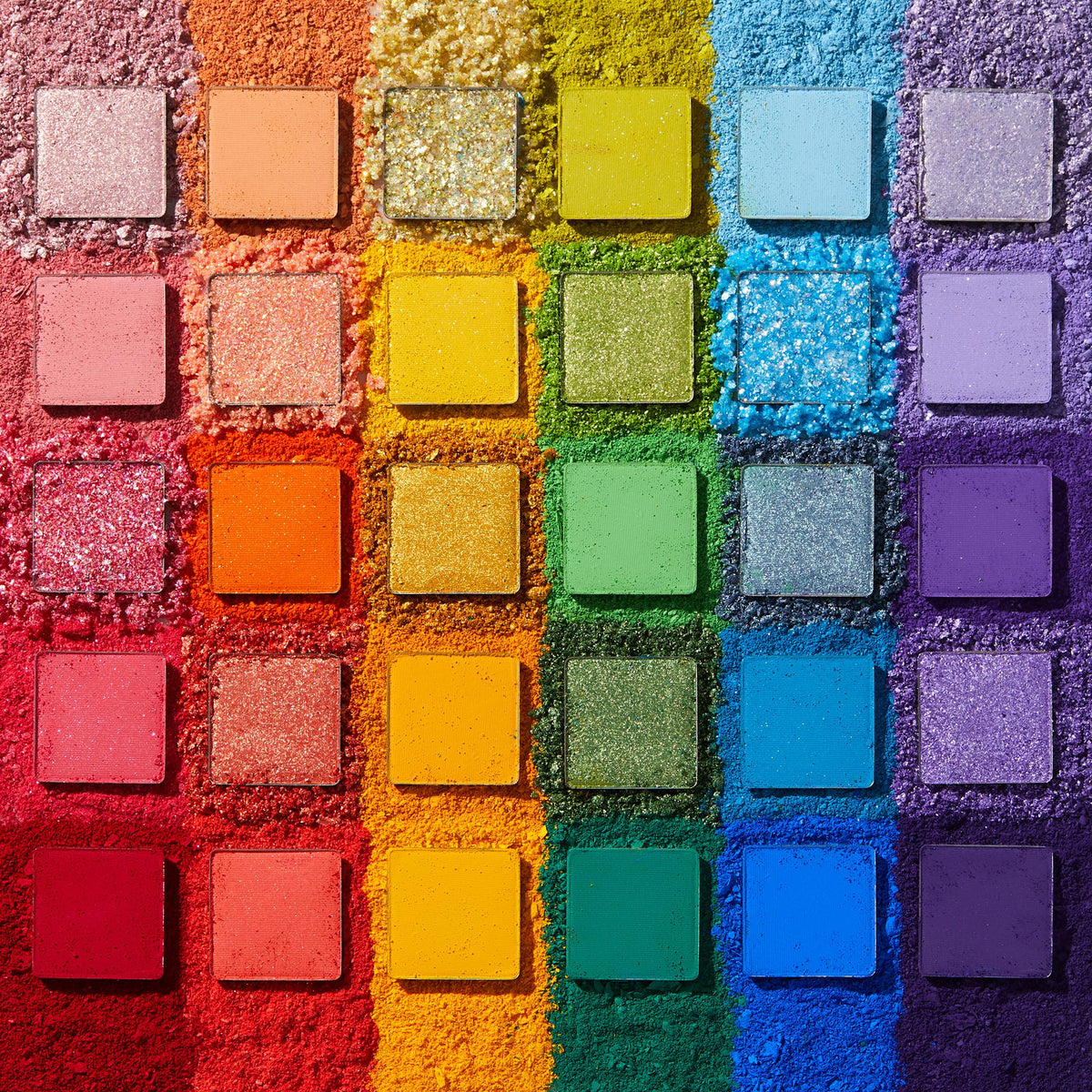 Close-up of ColourPop Fade Into Hue palette showing metallic and matte shades