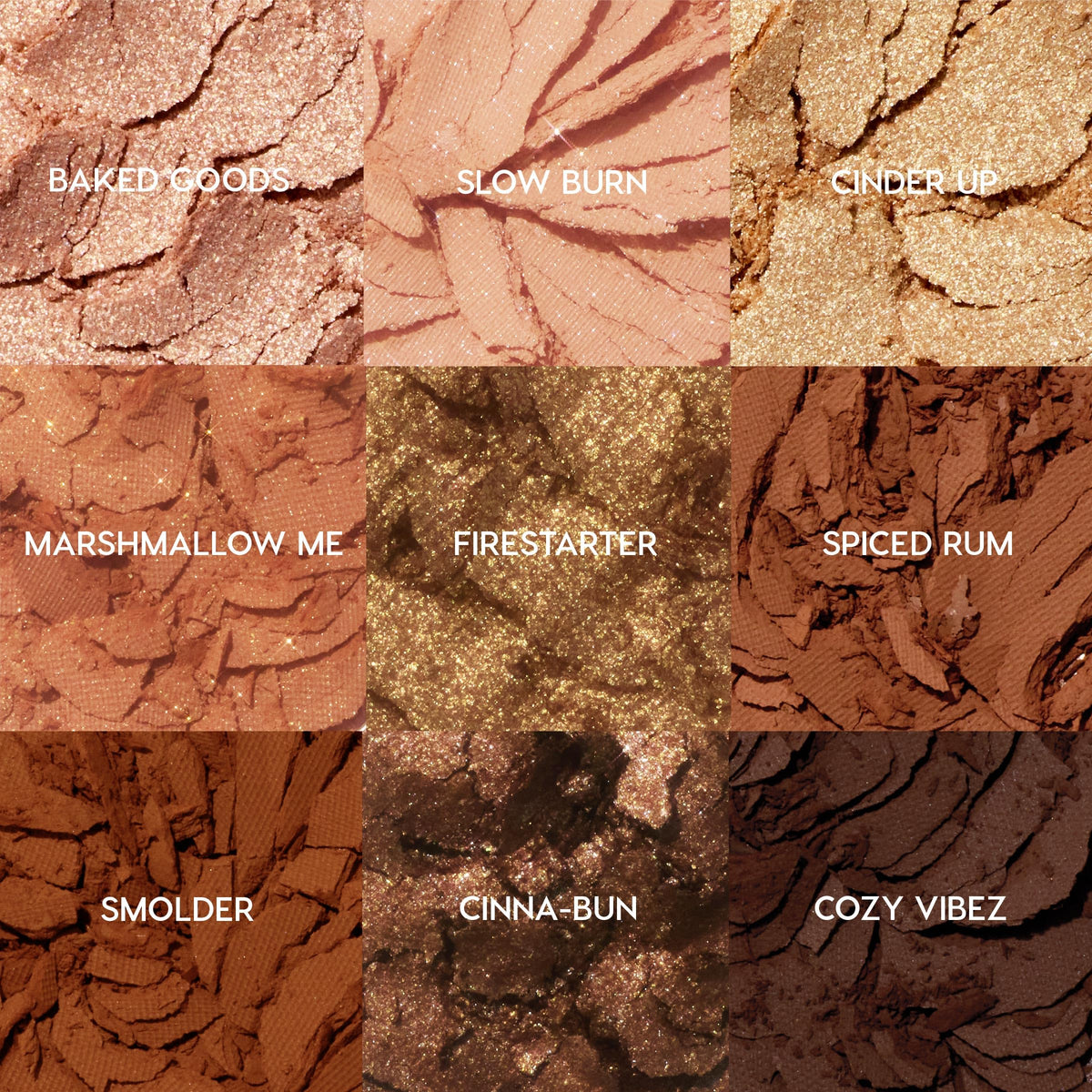 Close-up of ColourPop Feelin' Toasty Palette showing matte and metallic finishes