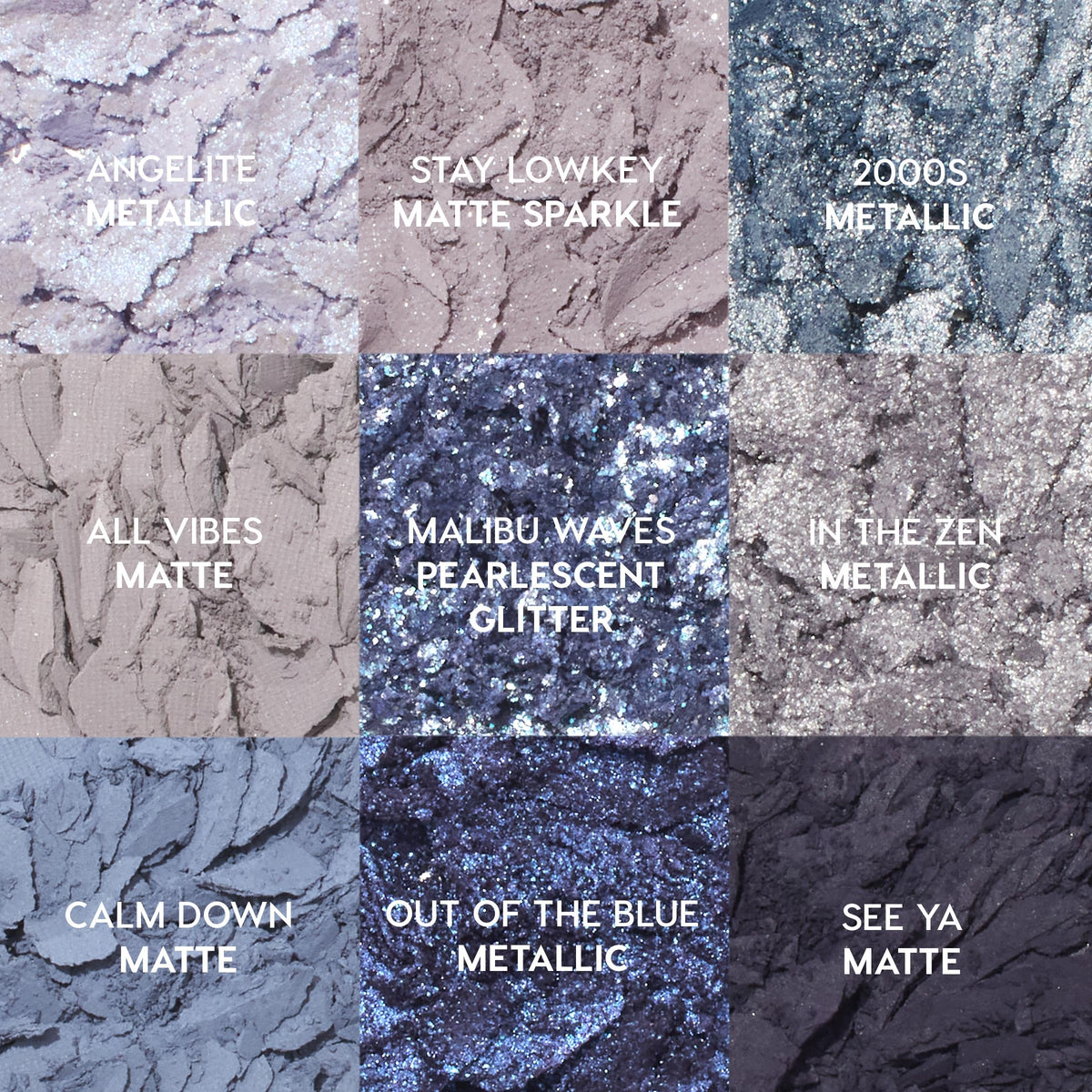 Close-up of ColourPop So Elemental Eyeshadow Palette with matte and metallic finishes