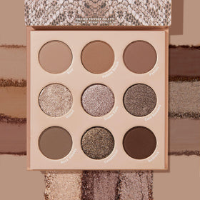 Close-up of ColourPop That's Taupe Eyeshadow Palette showing silver and taupe shades
