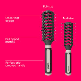 Close-up of Conair hairbrush with ball-tipped bristles