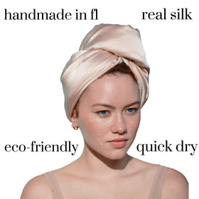 Close-up of Cool Mom's Closet Pure Silk Hair Towel fabric texture