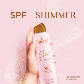 Close-up of Coppertone Glow Shimmer Sunscreen Spray nozzle