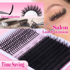 Close-up of CORUSCATE individual lash clusters in various lengths