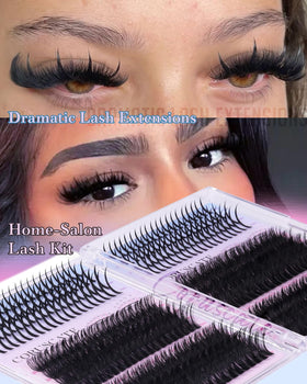 Close-up of CORUSCATE lash clusters showing different lengths
