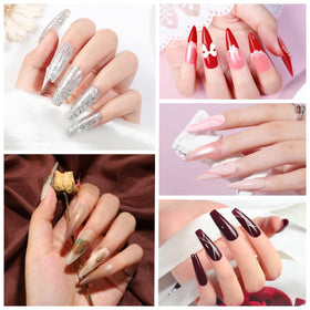 Close-up of COSCELIA gel nail polish bottles in various colours