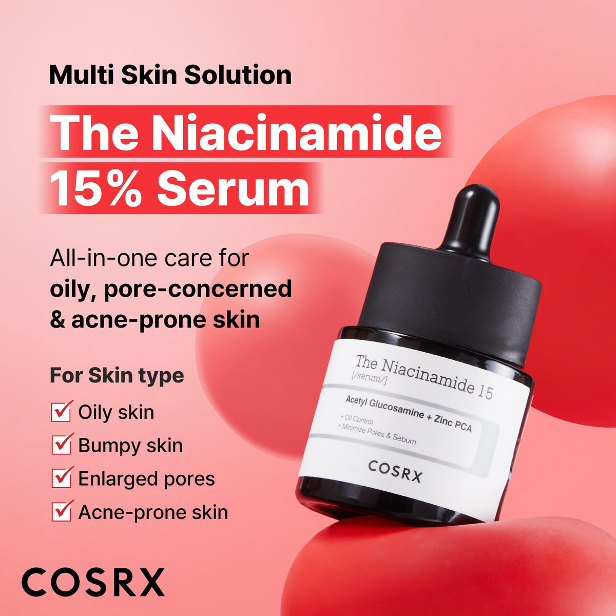 Close-up of COSRX 15% Niacinamide Face Serum bottle
