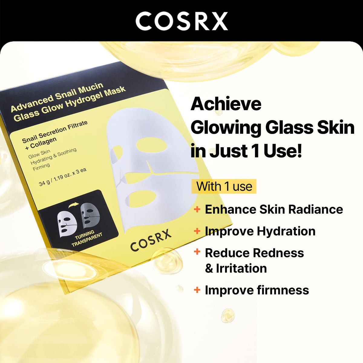 Close-up of COSRX Advanced Snail Mucin Hydrogel Face Mask texture
