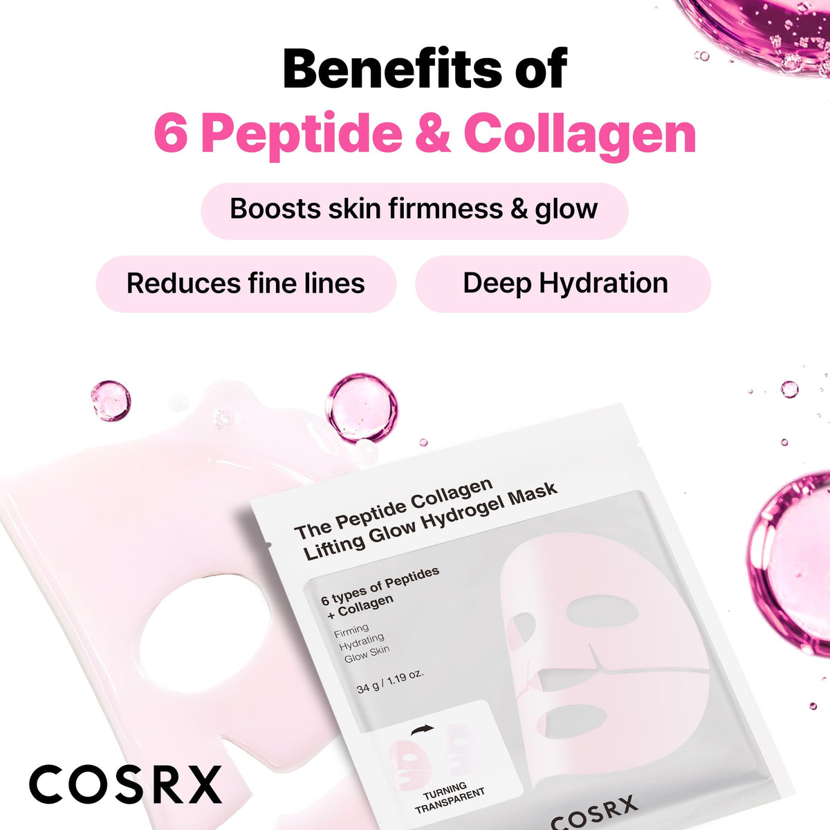 Close-up of COSRX Pink Peptides Hydrogel Face Mask texture