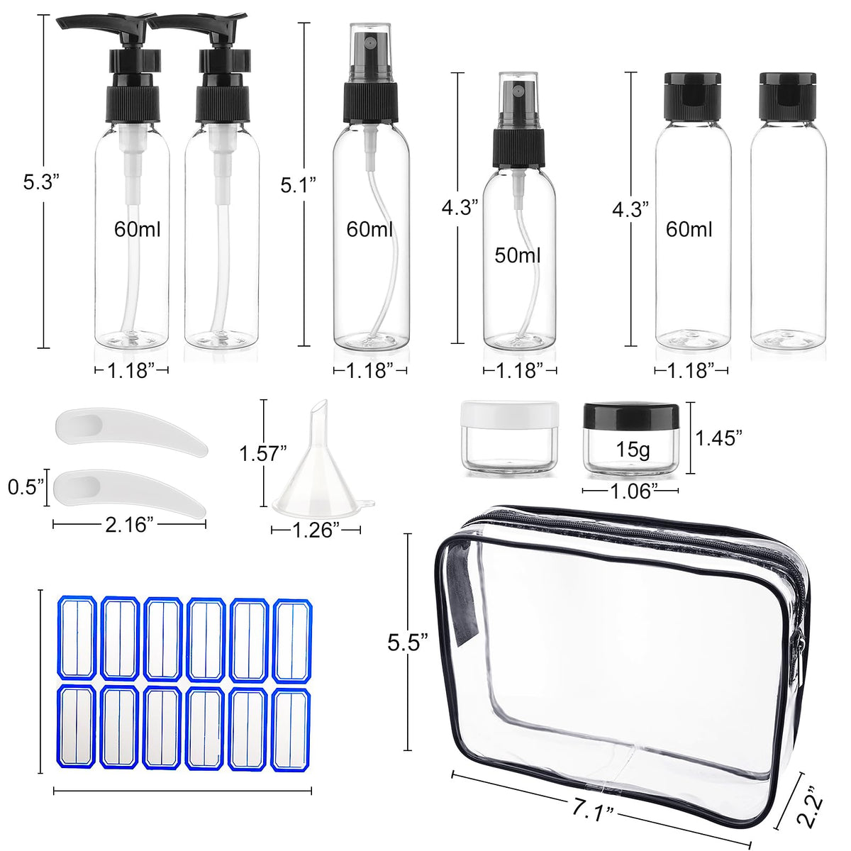 Close-up of Cosywell 2 oz pump bottles in the travel set